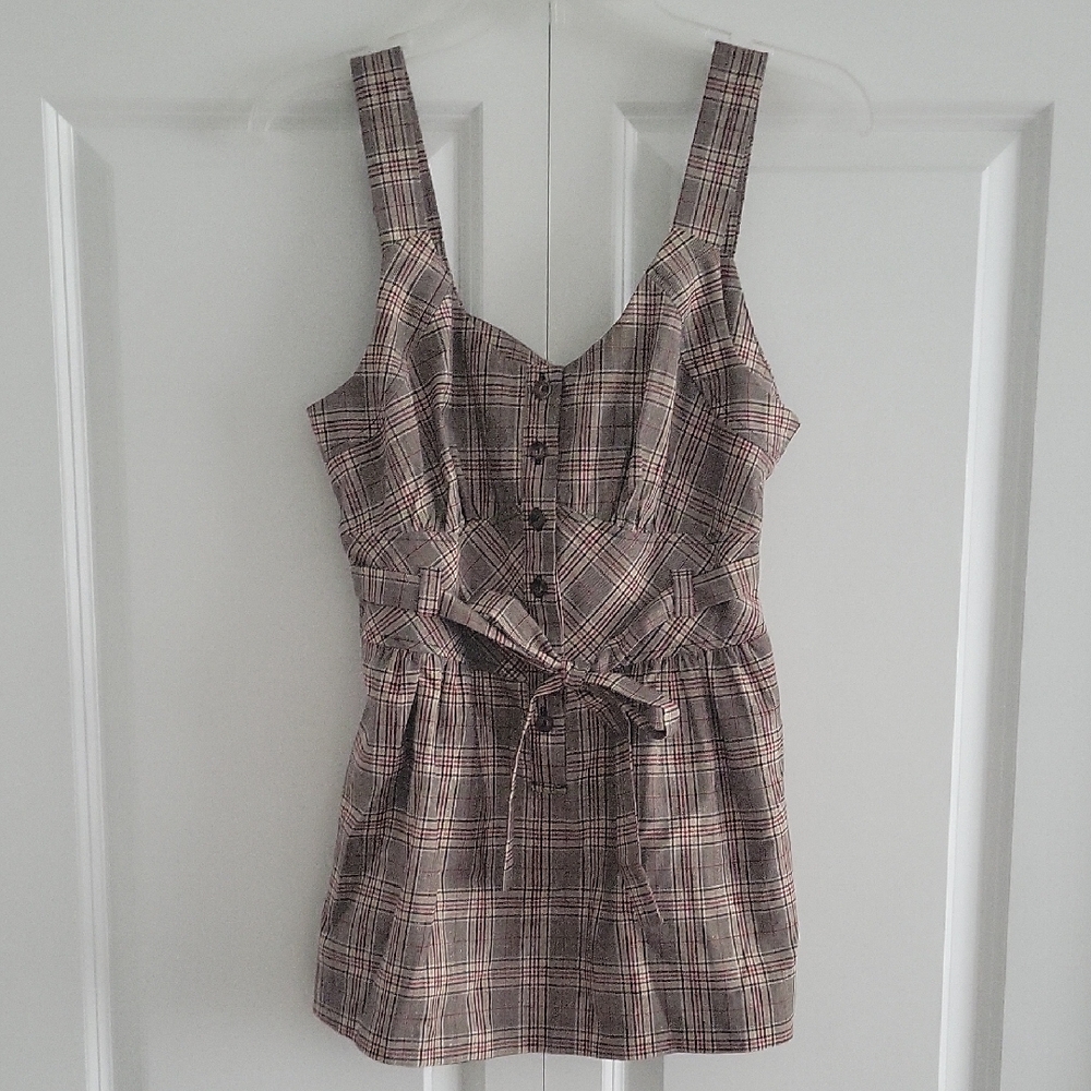 BCX Plaid Blouse Size L